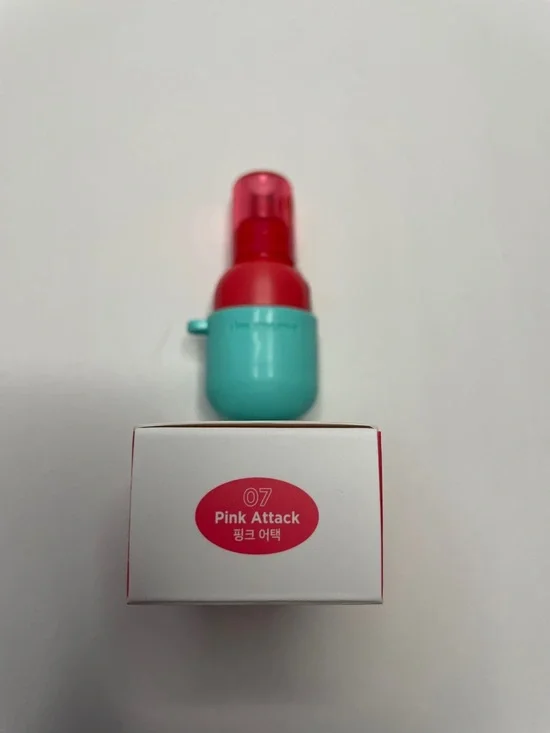 NIB Meme Color Key Ring Water Gel Tint in Red with Teal Holder.  Pink Attack #07 - Picture 3 of 3